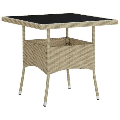 Spisebordssæt til haven 5 dele polyrattan og glas beige