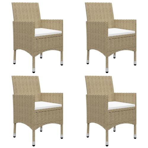 Spisebordssæt til haven 5 dele polyrattan og glas beige