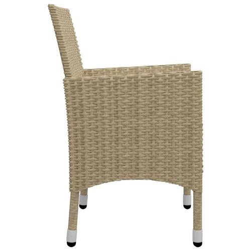 Spisebordssæt til haven 5 dele polyrattan og glas beige