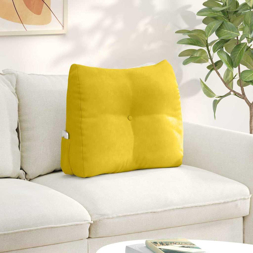 Rygpude Gul 60 x 24 x 50 cm Fløjl billede