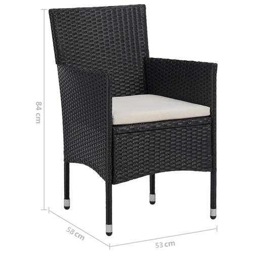 Spisebordssæt til haven 5 dele polyrattan og akacietræ sort