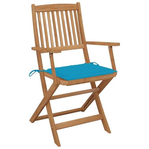 Foldbare havestole 4 stk. med hynder massivt akacietræ