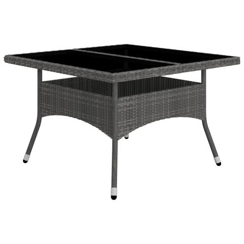 Spisebordssæt til haven 9 dele polyrattan og glas grå