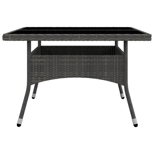 Spisebordssæt til haven 9 dele polyrattan og glas grå