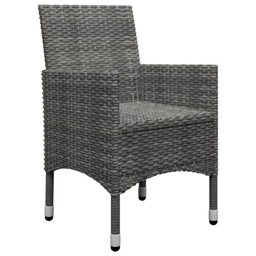 Spisebordssæt til haven 9 dele polyrattan og glas grå