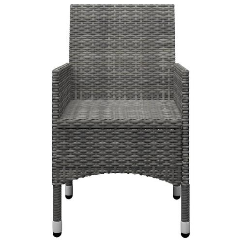 Spisebordssæt til haven 9 dele polyrattan og glas grå