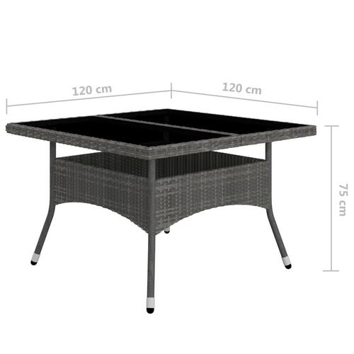 Spisebordssæt til haven 9 dele polyrattan og glas grå