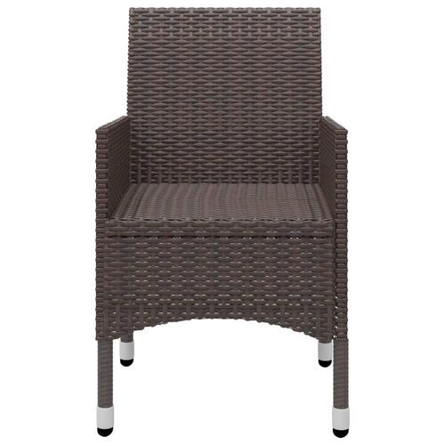 Bistrosæt 3 dele polyrattan og hærdet glas brun