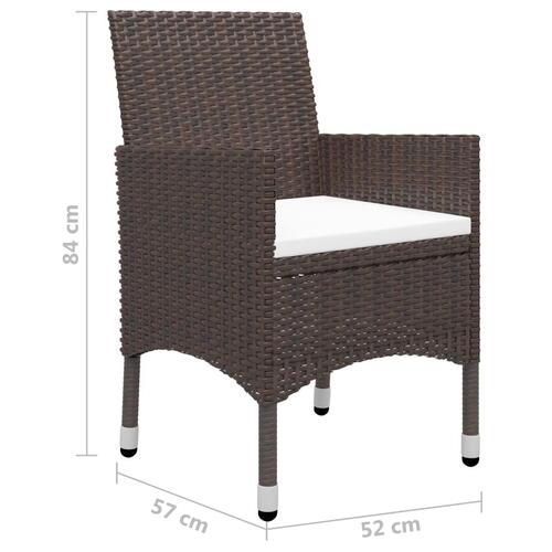 Bistrosæt 3 dele polyrattan og hærdet glas brun