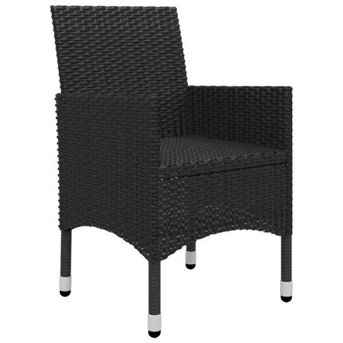 Bistrosæt 3 dele polyrattan og akacietræ sort