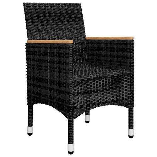 Bistrosæt 3 dele polyrattan og akacietræ sort