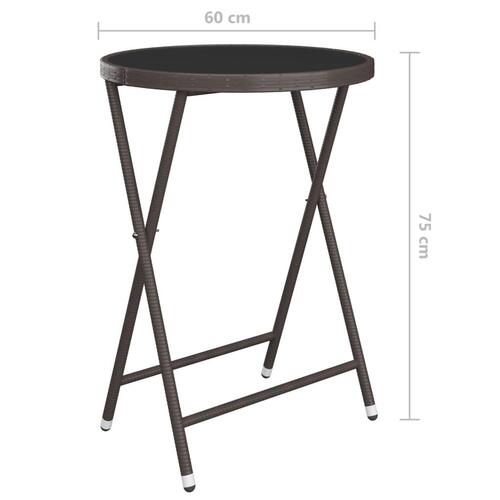 Bistrosæt til haven 3 dele polyrattan og hærdet glas brun