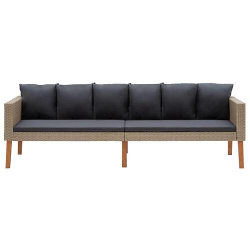 Loungesæt til haven 4 dele med hynder polyrattan beige