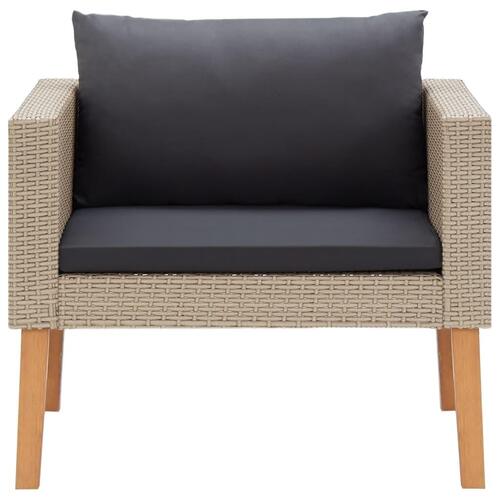 Loungesæt til haven 5 dele med hynder polyrattan beige