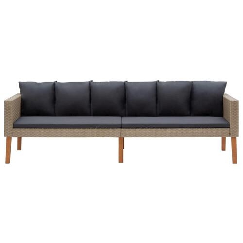 Loungesæt til haven 5 dele med hynder polyrattan beige