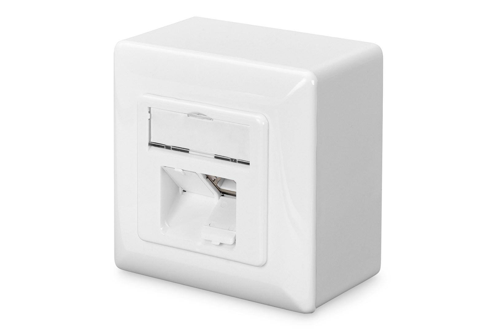 Netværksudtag CAT 6 skærmet - DIGITUS, påbygningsboks, 2x RJ-45, hvid