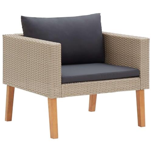 Loungesæt til haven 4 dele med hynder polyrattan beige