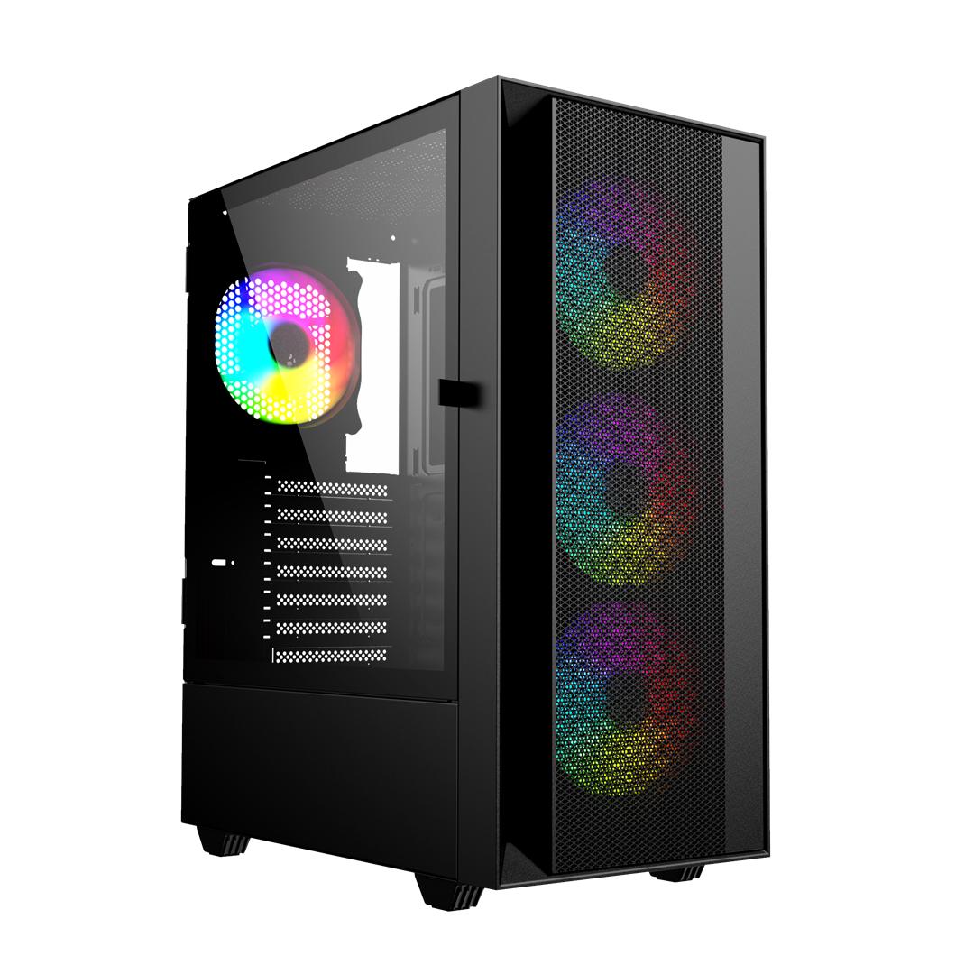 PC kabinet - Gembird Fornax 4000 ARGB Midi Tower, sort