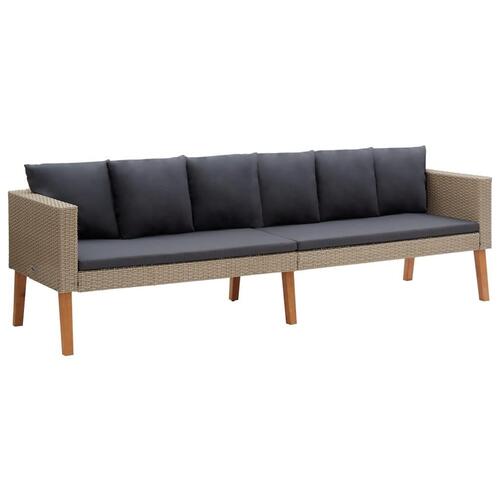 Loungesæt til haven 2 dele med hynder polyrattan beige