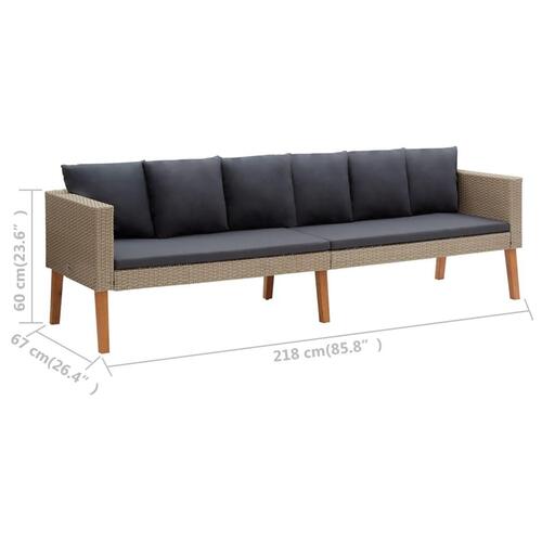 Loungesæt til haven 2 dele med hynder polyrattan beige