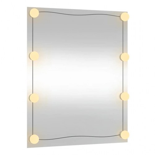 Vægspejl med LED-lys 50×60 cm - rektangulært glas makeupspejl