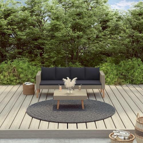 Loungesæt til haven 2 dele med hynder polyrattan beige