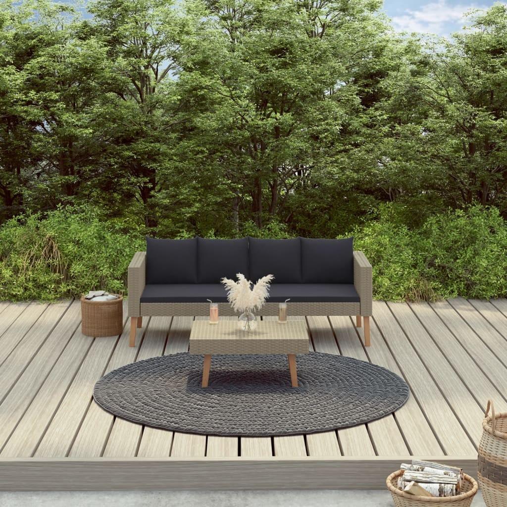 Loungesæt til haven 2 dele med hynder polyrattan beige