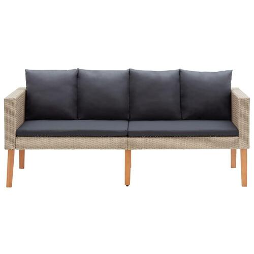 Loungesæt til haven 2 dele med hynder polyrattan beige