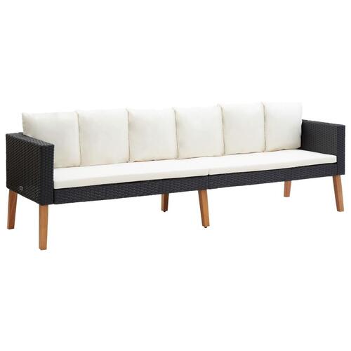 Loungesæt til haven 4 dele med hynder polyrattan sort