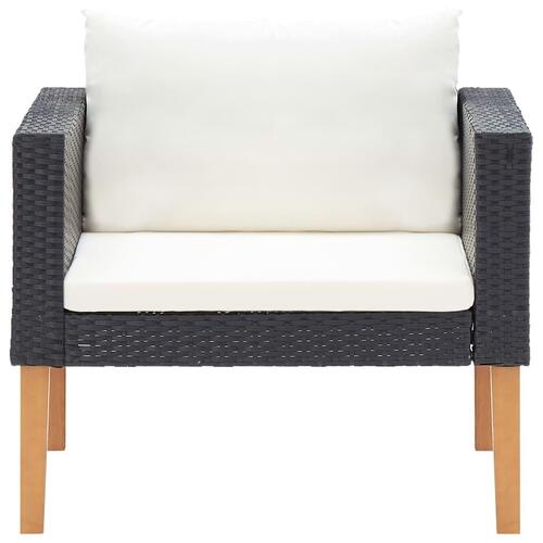 Loungesæt til haven 4 dele med hynder polyrattan sort
