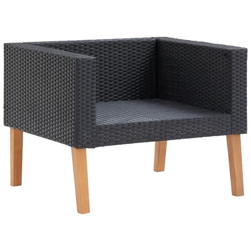 Loungesæt til haven 4 dele med hynder polyrattan sort