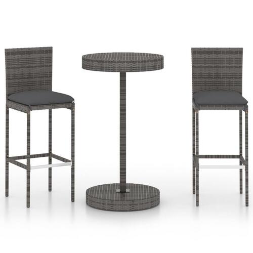 Barsæt til haven 3 dele med hynder polyrattan grå