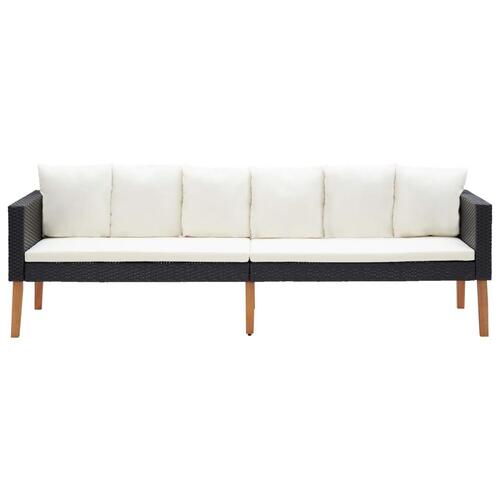 Loungesæt til haven 2 dele med hynder polyrattan sort