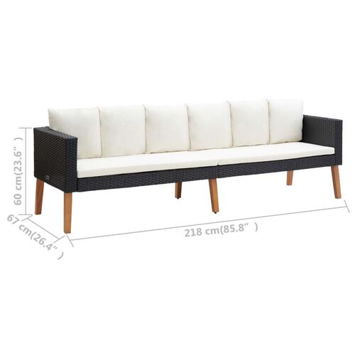 Loungesæt til haven 2 dele med hynder polyrattan sort
