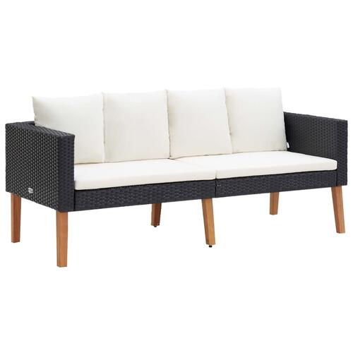 Loungesæt til haven 2 dele med hynder polyrattan sort