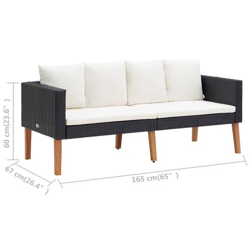 Loungesæt til haven 2 dele med hynder polyrattan sort