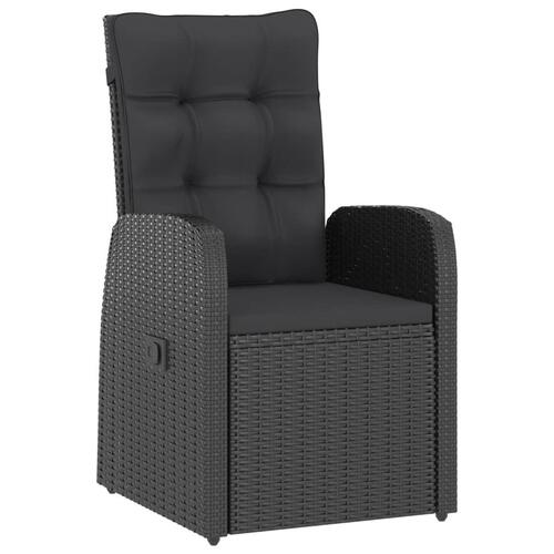 Udendørs spisebordssæt 9 dele med hynder polyrattan sort