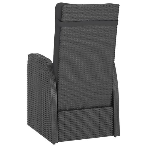 Udendørs spisebordssæt 9 dele med hynder polyrattan sort