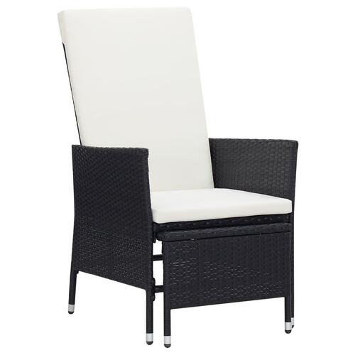 Loungesæt til haven 3 dele med hynder polyrattan sort