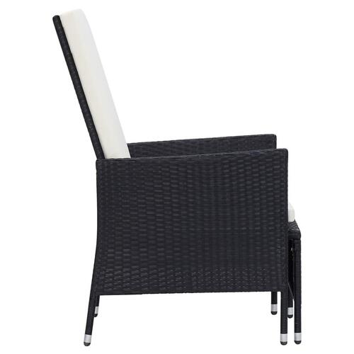 Loungesæt til haven 3 dele med hynder polyrattan sort