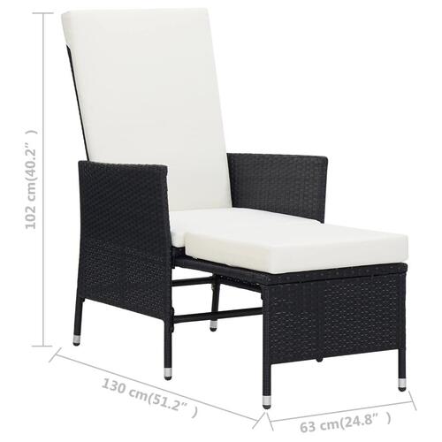 Loungesæt til haven 3 dele med hynder polyrattan sort