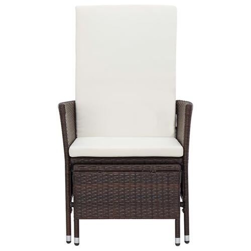 Loungesæt til haven 3 dele med hynder polyrattan brun