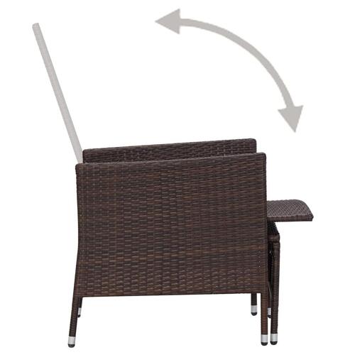 Loungesæt til haven 3 dele med hynder polyrattan brun