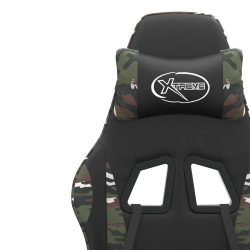 Drejelig gamingstol i kunstlæder - sort/camouflage, højde- og ryglænsjusterbar