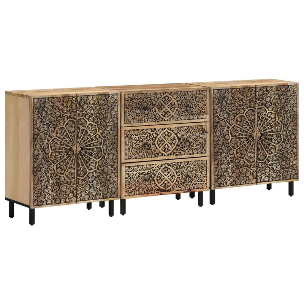 Skabe 3 stk. 60x33x75 cm massivt mangotræ billede