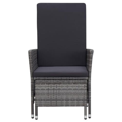 Loungesæt til haven 3 dele med hynder polyrattan grå