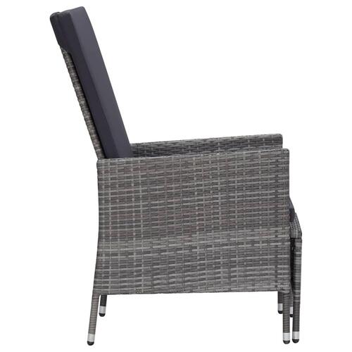 Loungesæt til haven 3 dele med hynder polyrattan grå