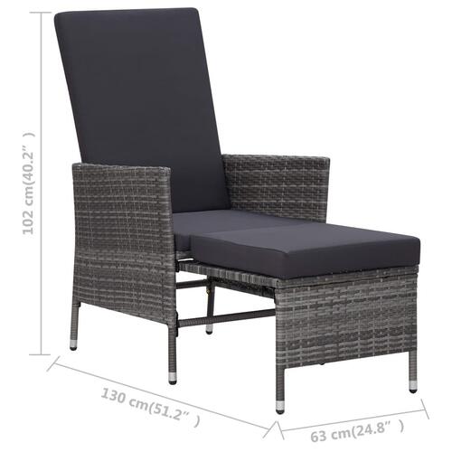 Loungesæt til haven 3 dele med hynder polyrattan grå