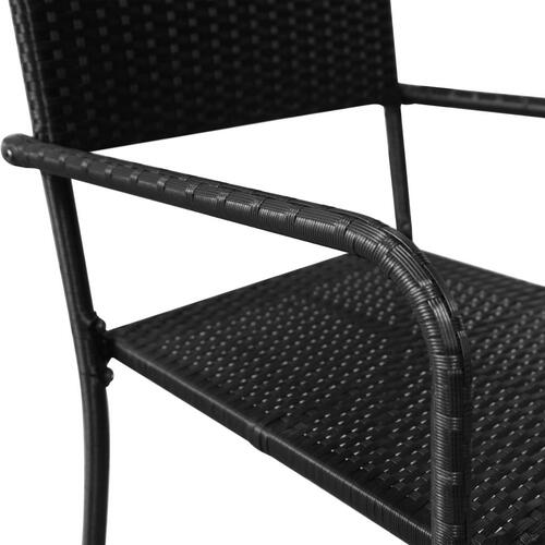 Spisebordssæt til haven 3 dele polyrattan sort