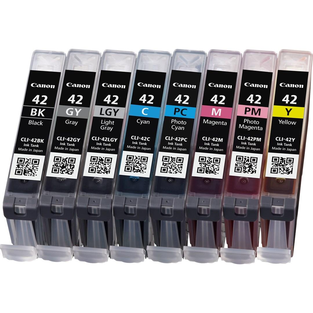 Canon CLI-42 BK/GY/LG/C/M/Y/PC/PM Multipack - 8-pakke - grå, gul, cyan, magenta, lysegrå, fotocyan, fotomagenta - original - blækbeholder - for PIXMA PRO-100, PRO-100S PIXUS PRO-100